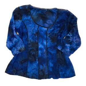 Whimsygoth blue and black corset like blouse🪻